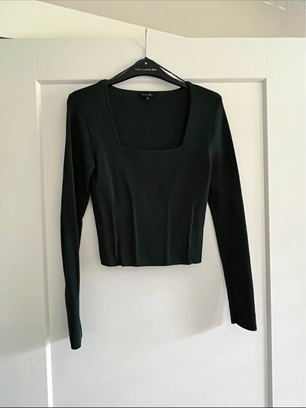 Zara Forest Green Long Sleeve Square Neck Top
